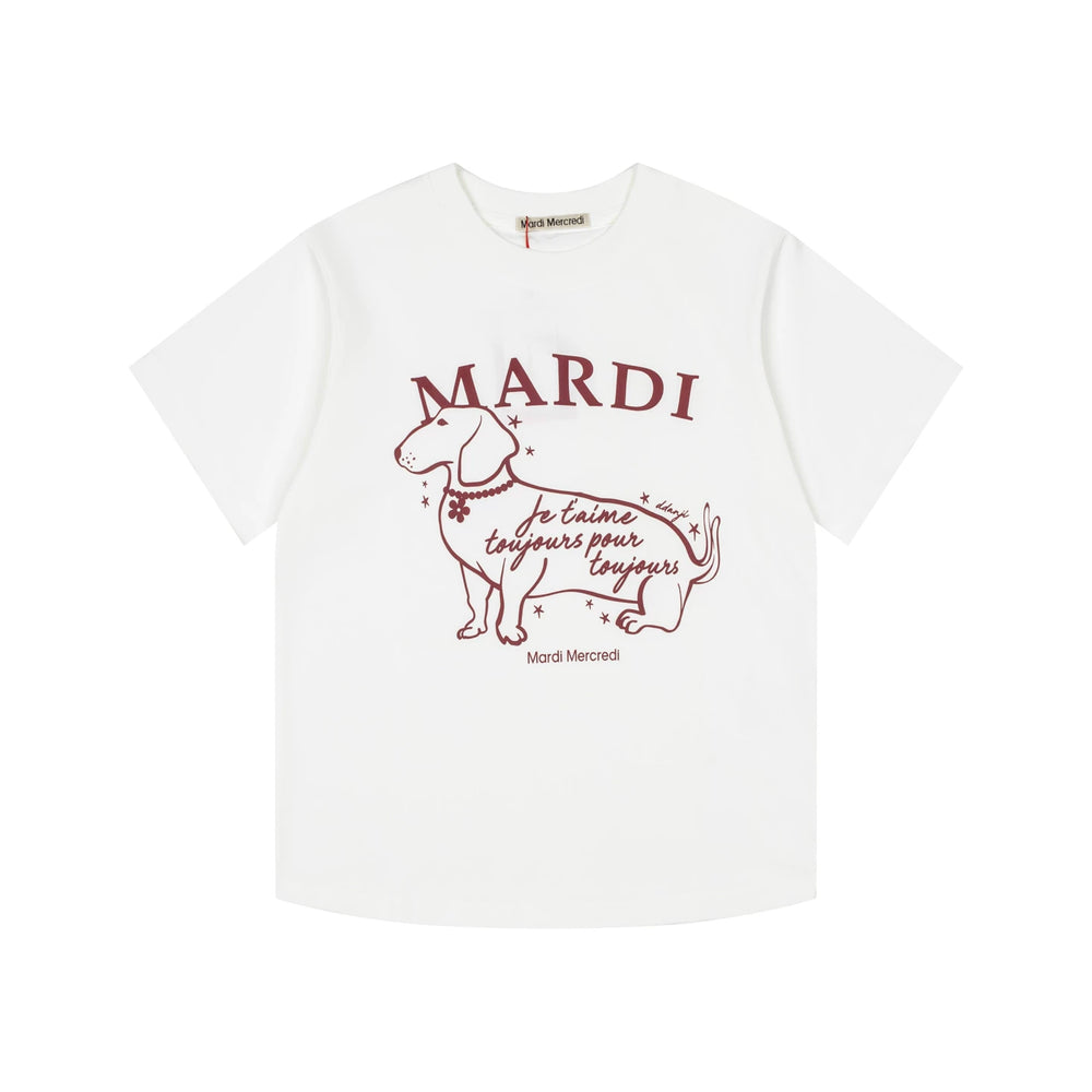 Mardi Side Profile Dog Summer Cotton Casual Tee