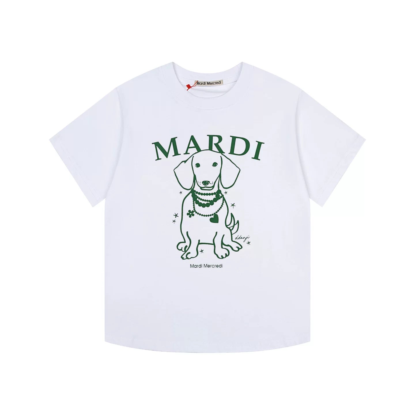 Mardi Pearl Dog Graphic Summer Casual Cotton Tee