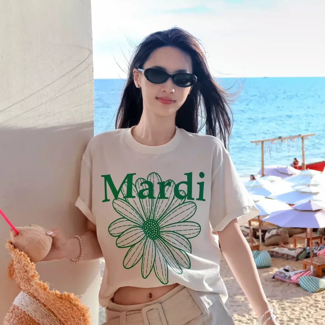 Mardi Daisy Print Summer Casual Cotton Tee Unisex