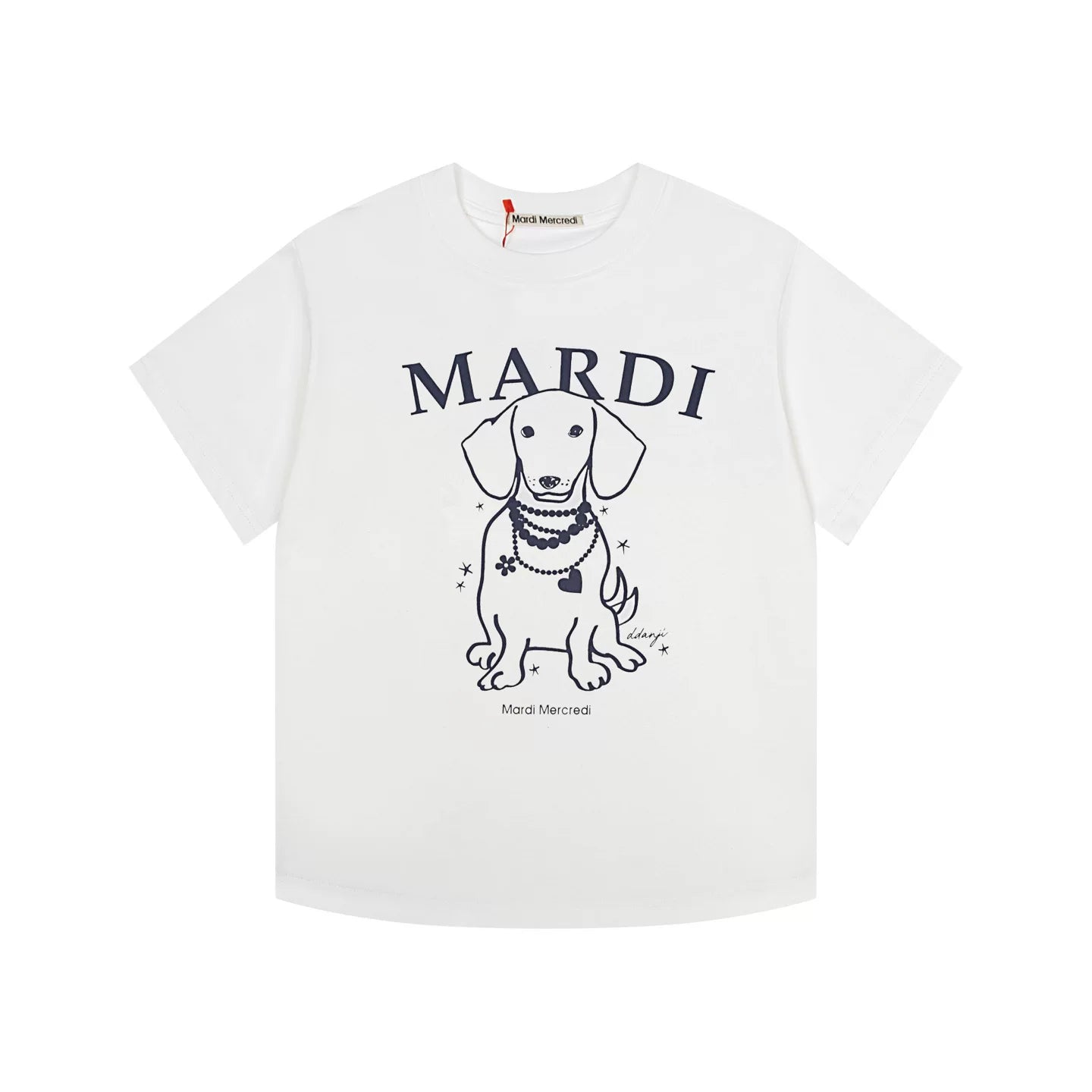 Mardi Pearl Dog Graphic Summer Casual Cotton Tee