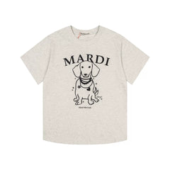 Mardi Pearl Dog Graphic Summer Casual Cotton Tee
