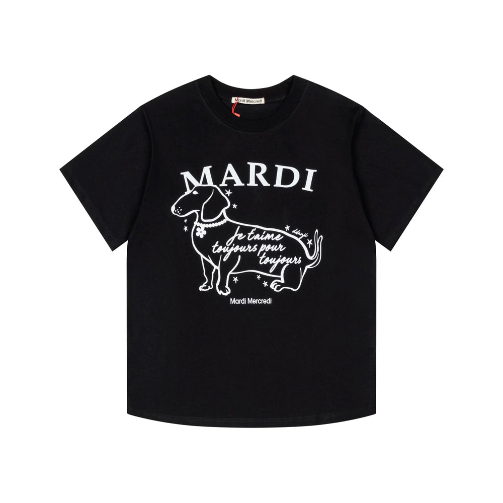 Mardi Side Profile Dog Summer Cotton Casual Tee