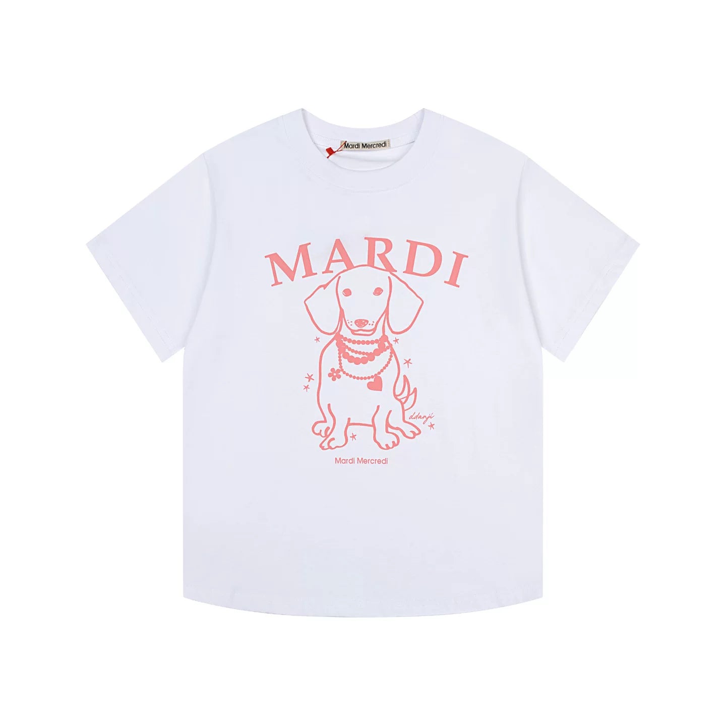 Mardi Pearl Dog Graphic Summer Casual Cotton Tee