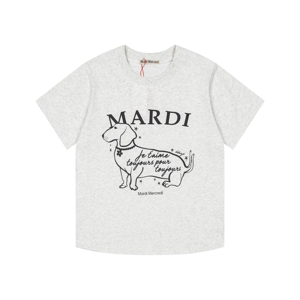 Mardi Side Profile Dog Summer Cotton Casual Tee